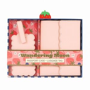Wandering Moon Pink Passport Holder & Luggage Tag Set –